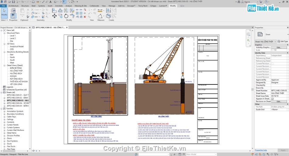 Biện pháp thi công cọc,3D revit cọc khoan nhồi,revit khoan nhồi cọc,cọc nhồi revit,thi công cọc khoan nhồi